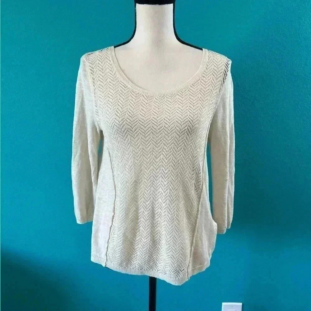 Lucky brand linen blend beige sweater in size medium